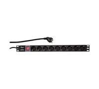 LogiLink - Unité de distribution secteur (rack-montable) - CA 250 V - 3500 Watt - entrée : power CEE 7/7 - connecteurs de sortie : 9 (alimentation) - 1U - 19" - noir, RAL 9005