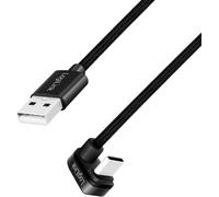LogiLink USB 2.0 Type-C Male (180° Angle) to USB A Male (Straight) Black 2m