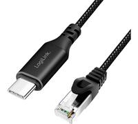 LogiLink Câble adaptateur USB-C vers RJ45 CU0412 — USB 3.2 (Gen 1) 1 Gbps 2 m Noir/Gris