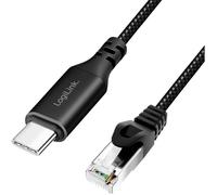LogiLink USB 3.0 Câble adaptateur [1x USB-C® USB 3.2 (Gen 1) - 1x RJ45 mâle 8P8C] CU0413 3.00 m gaine textile