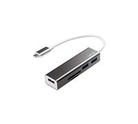 LogiLink USB-C 3-Port Hub with Card Reader - Concentrateur (hub) - 3 x SuperSpeed USB 3.0 - de bureau