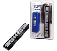 Logilink USB-HUB 10-Port m. Netzteil schwarz Kunststoff