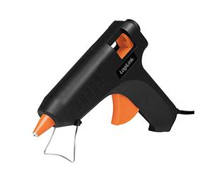 LogiLink WZ0051 Mini pistolet à colle chaude 20 W Idéal pour le bricolage (do it yourself) Travaux avec pied Couleur : noir Avec 2 cartouches Ø 11,2 mm