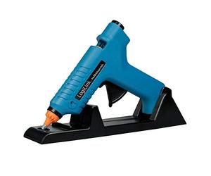 LogiLink WZ0052 - Mini pistolet à colle 80 W idéal pour le bricolage (do it yourself) travail avec pied, couleur : bleu - avec 2 cartouches Ø 11 mm