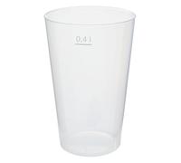 LogiPack GeRo Lot de 50 gobelets réutilisables de 400 ml - Fabriqués en Allemagne - Réutilisables - Transparent - En polypropylène (gobelet de 0,4 l)