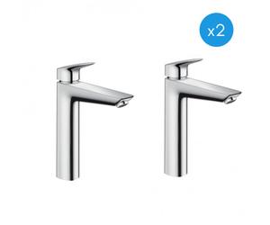 Logis Lot de 2 Mitigeurs de lavabo XL avec ComfortZone 190, Chrome (71091000-DUO)