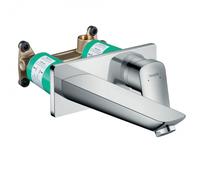 Logis Set Mitigeur lavabo encastré mural Chrome Bec 195mm + Bonde à écoulement libre + Corps encastré (71220000-SET)