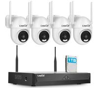 Logisaf 5MP Kit Camera Surveillance Exterieure, 10CH Vidéosurveillance avec 4X 360° WiFi Caméra et 1TB HDD NVR avec Enregistrement 24/7, Suivi Automatique, Vision Nocturne Couleur, Audio Bidirectionne