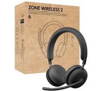 Logitech 2 UC - Micro-casque - sur-oreille - Bluetooth - sans fil - Suppresseur de bruit actif - USB-C via un adaptateur Bluetooth - graphite - Optimisé pour la CU Graphite G