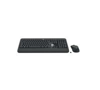 Logitech 920-008684 Ensemble Clavier QWERTY Anglais UK et Souris sans Fil USB 2.4GHz, Membrane, Noir/Blanc, Piles AA Incluses, Portée 10m