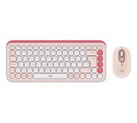 Logitech POP Icon Combo - Ensemble clavier et souris - sans fil - Bluetooth LE - QWERTY - International US - rose, blanc cassé