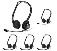 Logitech 960 Casque Filaire, Ecouteurs Stéréo avec Micro Anti-Parasite, USB, Poids Léger, Commandes Intégrées sur Le Cordon, PC/Mac/Portable - Noir (Lot de 5)