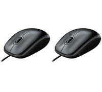 Logitech B100 Souris Filaire USB, 3 Boutons, Suivi Optique, Ambidextre, Compatible avec PC/Mac/Ordinateur Portable/Chromebook - Noire (Lot de 2)