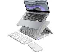 Logitech Casa Kit Pop Up Desk Work From Home avec support pour ordinateur portable, clavier sans fil et pavé tactile, Bluetooth, chargement USB C, pour ordinateur portable/MacBook (10" à 17