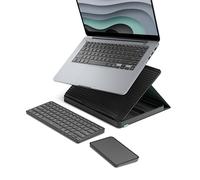 Logitech Casa Pop Up Desk Kit de bureau réglable pour ordinateur portable, clavier sans fil et pavé tactile, Bluetooth, chargement USB C, chic classique, vert/noir