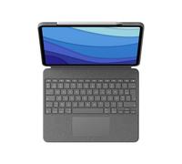 Logitech Combo Touch pour iPad Pro 12,9 pouces (5e, 6e générations: 2021, 2022)Clavier rétroéclairé amovible avec support, pavé tactile Click-Anywhere, Smart Connector, Français AZERTY - Gris