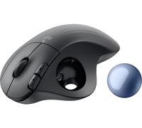 Logitech ERGO M575S Souris Bluetooth graphite, bleu métal 5 Boutons 2000 dpi molette, avec trackball, Touches à frappe silencieuse