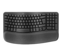 Logitech Wave Keys for Business, Clavier Ergonomique sans Fil avec Repose-Poignets rembourré - Graphite, Clavier Espagnol QWERTY