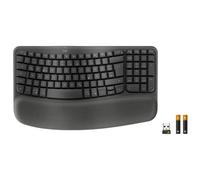 Logitech Clavier Wave Keys for Business – Ergonomique sans fil avec repose-poignets – Graphite QWERTZ