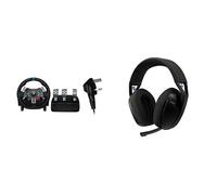 Logitech G G29 Driving Force Racing Wheel,Floor Pedals,Real Force Feedback,Stainless Steel Paddle Shifters + G321 LIGHTSPEED Wireless Bluetooth Gaming Headset,PC,PS4, PS5,Nintendo Switch,Mobile -Black