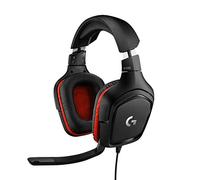 Logitech G G332 Casque Gamer Filaire | Transducteurs 50mm, Oreillettes Similicuir, Jack 3,5mm, Micro Flip-Up, PC/Mac/Xbox One/PS4/Switch - Noir/Rouge