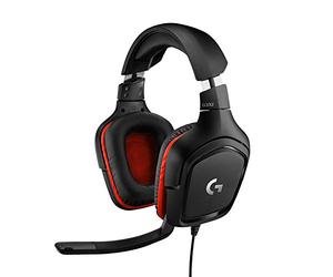 Logitech G G332 Casque Gamer Filaire | Transducteurs 50mm, Oreillettes Similicuir, Jack 3,5mm, Micro Flip-Up, PC/Mac/Xbox One/PS4/Switch - Noir/Rouge