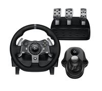 Logitech G G920 Driving Force Racing Steering Wheel with Gear Lever Pedals Realistic Return Stainless Steel Paddles, 900° Rotation, EU Plug, Xbox One/PC - Noir
