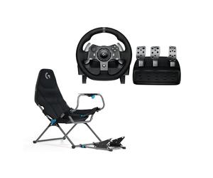 Logitech G G920 Driving Force Volant de Course avec Pédales, Retour de Force, Rotation 900°, Prise EU, Xbox Series X|S, Xbox One, PC - Noir + Playseat Challenge X - Édition G