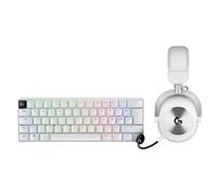 Logitech G Pro X 60 Lightspeed, Clavier Gaming sans Fil, mécanique Ultra Compact TKL 60% pour PC (AZERTY FR) + Pro X 2 Lightspeed Casque Audio Bluetooth - Blanc