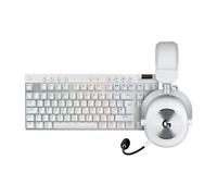 Logitech G PRO X TKL LIGHTSPEED clavier de jeu sans fil, ultra-portable, sans pavé numérique + G PRO X 2 LIGHTSPEED Casque audio, PC, PS5, PS4, Nintendo Switch, AZERTY Français Layout - Blanc