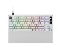 Logitech G Pro X2 Rapid, Clavier Gaming Filaire, FRA AZERTY - Blanc | Switchs analogiques magnétiques, déclenchement rapide, affichage OLED, taux de rapport 8 Hz,repose-poignets, USB-C détachable