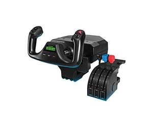 Logitech G Saitek Pro Flight Yoke Système de Manche et Bloc | Commande des Gaz Incluses, 5 Axes, Gouvernail en Aciers Inoxydable, Arbre de Commandes de l'Aileron, USB - Noir