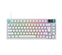 Logitech G316 X 75, Clavier Gaming, taux de Rapport 8 kHz, switchs tactiles interchangeables, Structure à Joint, Affichage LED matriciel et molette, PBT, USB-C, RVB LIGHTSYNC, PC - Blanc