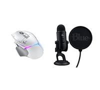 Logitech G502 X PLUS LIGHTSPEED Souris Gaming RVB Sans Fil + Logitech Blue Yeti Kit de Streaming de Jeu avec Micro Yeti de Jeu USB - Blanc