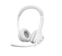 Logitech Casque PC filaire USB-A H390 – Micro antibruit, commandes en ligne – Blanc