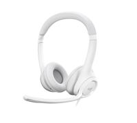 Logitech Casque PC filaire USB-A H390 – Micro antibruit, commandes en ligne – Blanc