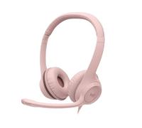 Logitech Micro-casque supra-auriculaire filaire H390 Stéréo, micro anti-bruit, volume réglable Rose