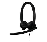 Logitech H570e, Casque USB avec Microphone pour PC et Mac, Casque Filaire USB-A avec Son stéréo, micros Anti-Parasite et Commandes intégrées, certifié pour Microsoft Teams, Noir