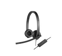 Logitech H570e - Casque USB Binaural Arceau, DSP, Microphone Anti-bruit, Connecteur USB Type-A, Oreillettes Similicuir, Compatible Windows/macOS