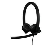 Logitech H570e, Casque USB avec Microphone pour PC et Mac, Casque Filaire USB-C avec Son stéréo, micros Anti-Parasite et Commandes intégrées, certifié pour Microsoft Teams, Noir