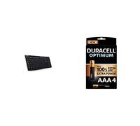 Logitech K270 Clavier sans Fil pour Windows, Clavier US International QWERTY - Noir + Duracell - Nouveau Piles alcalines AAA Optimum, 1.5 V LR03 MX2400, Paquet de 4