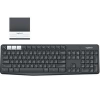 Logitech K375s Multi-Device Wireless Keyboard and Stand Combo clavier Universel RF sans fil + Bluetooth QWERTZ Allemand Graphite, Blanc