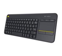 Logitech K400 Plus Clavier sans Fil avec Pavé Tactile pour PC Connecté à TV, Touches Multimédia Personnalisables, Compatible avec Windows/Android/Portable/Tablette, Clavier AZERTY Belge - Noir