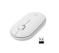 Logitech M350 Pebble Sans Fil, Bluetooth ou 2,4 GHz avec Mini Récepteur USB, Souris pour Ordinateur avec Clic Sliencieux, Portable/Notebook/PC/Mac/iPad OS - Blanche