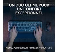 Logitech MX Keys S Combo - Ensemble clavier et souris - rétroéclairé - sans fil - Bluetooth LE - AZERTY - Français - commutateur : commutateurs à clé à ciseaux - graphite - avec Palm Rest