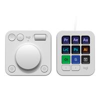 Logitech MX Creative Console, keypad programmable avec 9 touches LCD personnalisables et molette de commande pour la conception graphique, le montage vidéo, la photographie - Gris clair