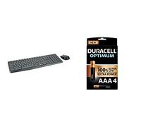 Logitech MK235 Combo Clavier et Souris, Clavier QWERTY US INT'L + Duracell - Nouveau Piles alcalines AAA Optimum, 1.5 V LR03 MX2400, Paquet de 4