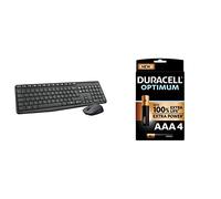 Logitech MK235 Combo Clavier et Souris sans Fil pour Windows, Clavier Italien QWERTY - Gris + Duracell - Nouveau Piles alcalines AAA Optimum, 1.5 V LR03 MX2400, Paquet de 4