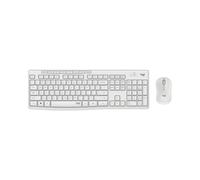 Logitech MK295 Silent Combo Clavier QWERTY Italien USB Filaire, Frappe Silencieuse, Autonomie 18 Mois, Souris Optique 1000 DPI Ambidextre Incluse, Blanc