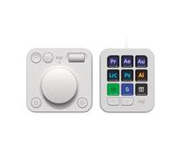 Logitech MX Creative Console, keypad programmable avec 9 touches LCD personnalisables et molette de commande pour la conception graphique, le montage vidéo, la photographie - Gris clair